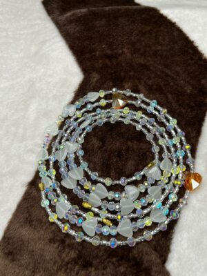 WHITE CRYSTAL GLOW IN THE DARK WAIST BEADS SET🤍