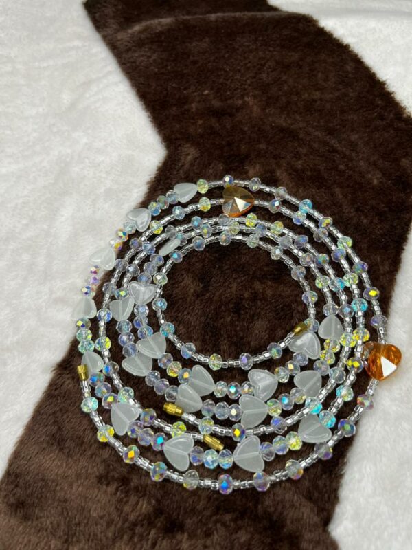 WHITE CRYSTAL GLOW IN THE DARK WAIST BEADS SET🤍